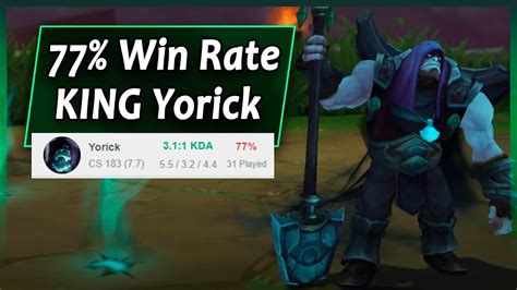 Yorick is ranked A Tier and has a 29.42% win rate in LoL Arena Patch 13.24. We've analyzed 504521 Yorick games to compile our statistical Yorick Arena Build Guide. For items, our build recommends: Plated Steelcaps , Eclipse , Serylda's Grudge , Sterak's Gage , Death's Dance , and Guardian Angel .